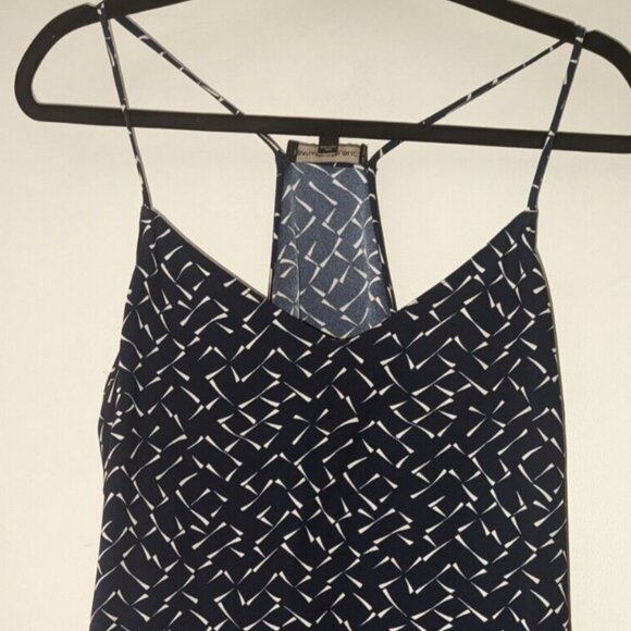 Banana Republic Back Cami Tank Top Large L Navy Blue Pattern - Picture 5 of 5